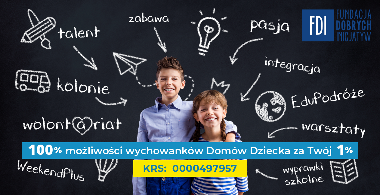 Przekaż 1% podatku Fundacji Dobrych Inicjatyw, nr KRS 0000497957