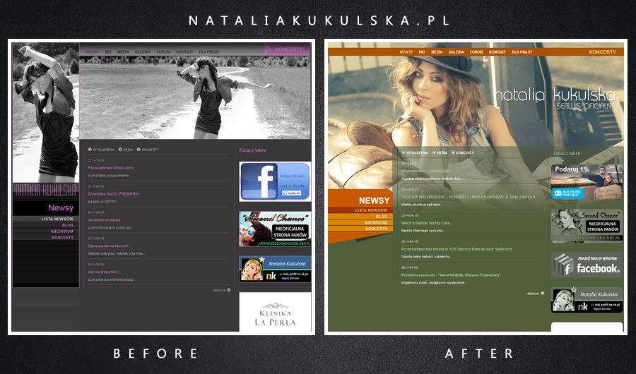 Nowa odsłona strony nataliakukulska.pl (porównanie)