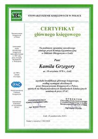 Miniatura Certyfikat Głównego Księgowego wydany przez SKWP