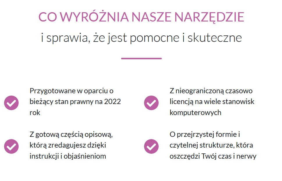 Zalety oferowanego narzędzia