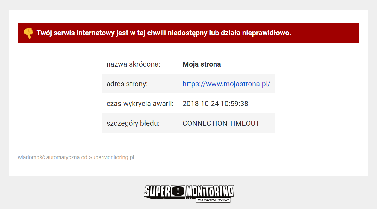 Alert emailowy