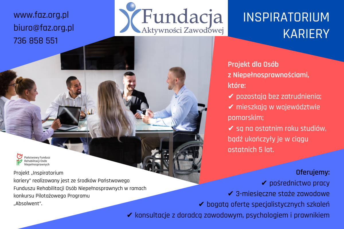 INSPIRATORIUM KARIERY - projekt dla studentów i absolwentów szkół wyższych z niepełnosprawnością