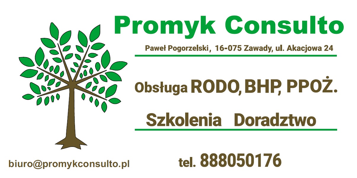 RODO, BHP, PPOŻ, IBP, Promyk Consulto Paweł Pogorzelski, szkolenia, doradztwo, pawelzawady@wop.pl, 