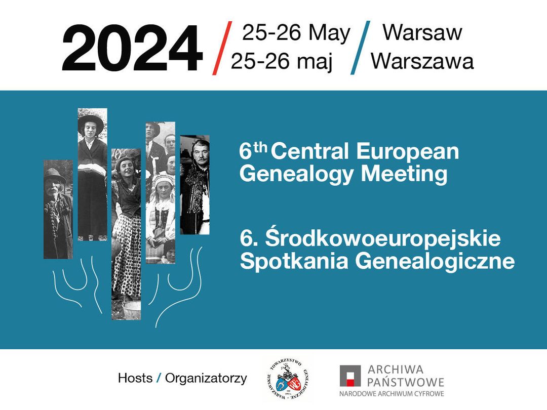 Plakat 6. Mitteleuropäisches Genealogietreffen 2024 in Warschau