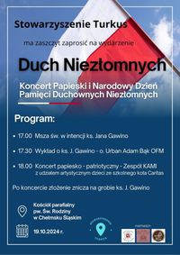 Miniatura Plakat koncertu Duch Niezłomnych - Koncert Papieski i Narodowy Dzień Pamięci Duchownych Niezłomnych