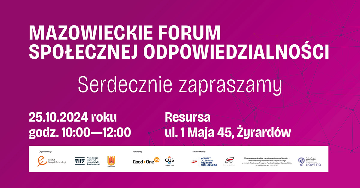 Zaproszenie na Mazowieckie Forum Społecznej Odpowiedzialności