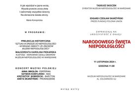 Miniatura Zaproszenie na uroczystość z okazji Narodowego Święta Niepodległości