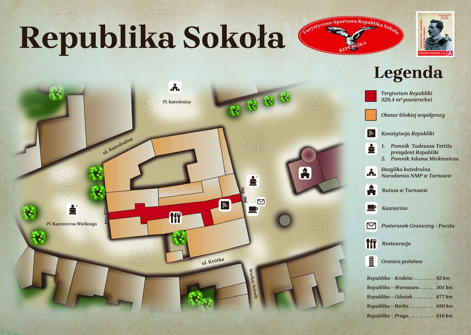 Mapa utworzonej 21.09.2024 Turystyczno-Sportowej Republiki Sokoła