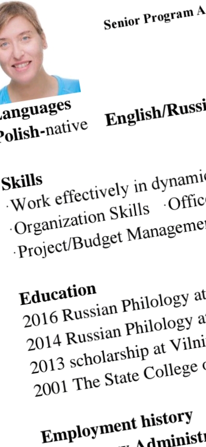 Zrzut ekranu z CV 