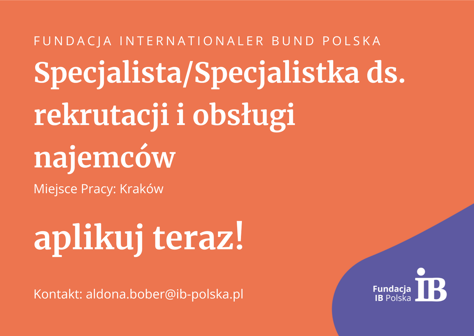 Poszukiwany/a Specjalista/Specjalistka ds. rekrutacji i obsługi najemców