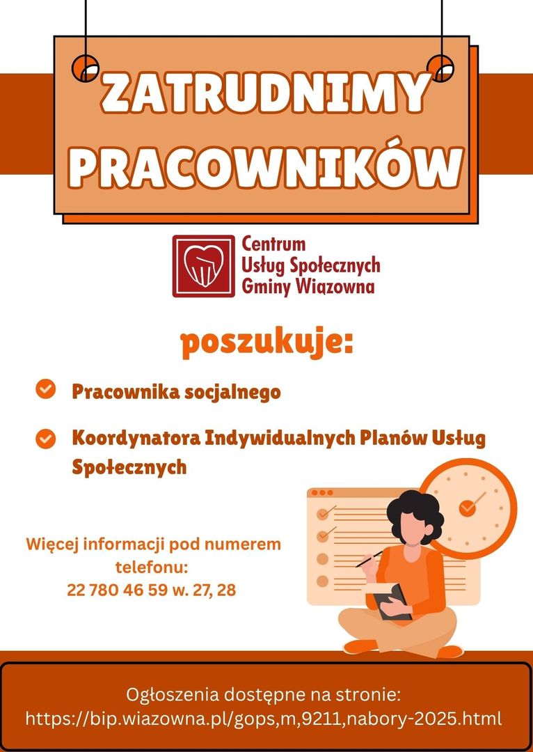 Ogłoszenie o pracę w CUS Gminy Wiązowna 