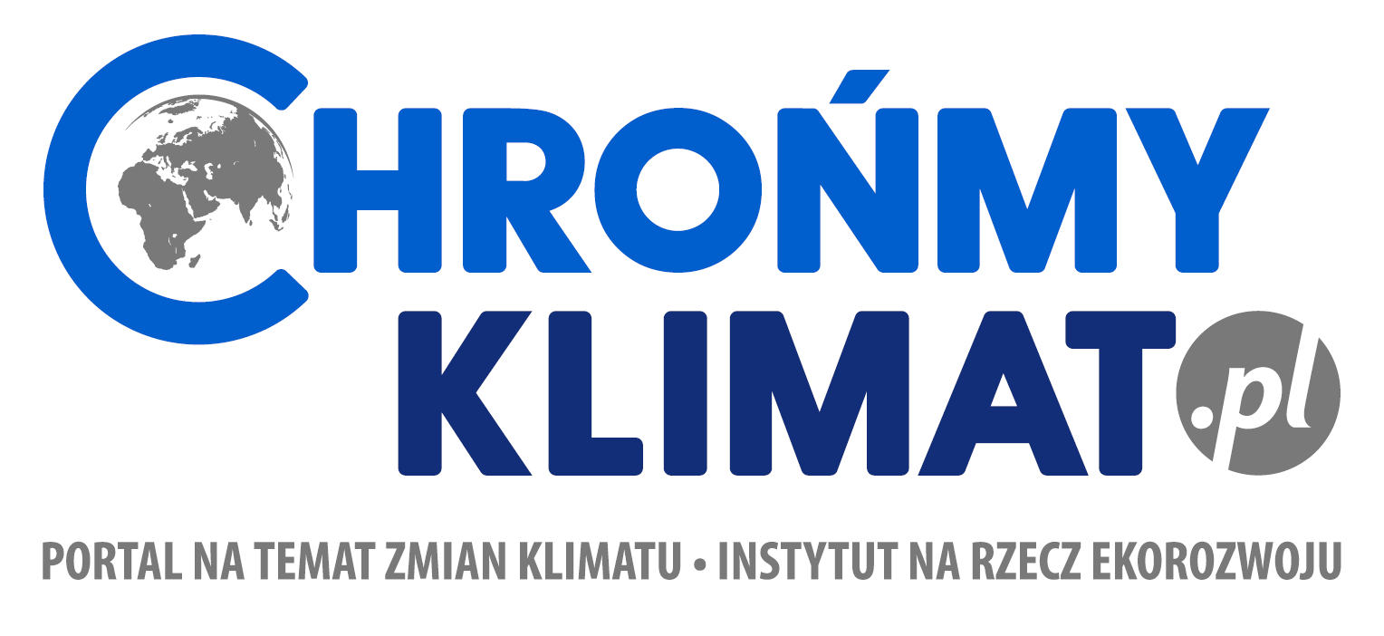 Logo portalu ChronmyKlimat.pl – napis w kolorze niebieskim z graficznym symbolem ziemi w literce "C".