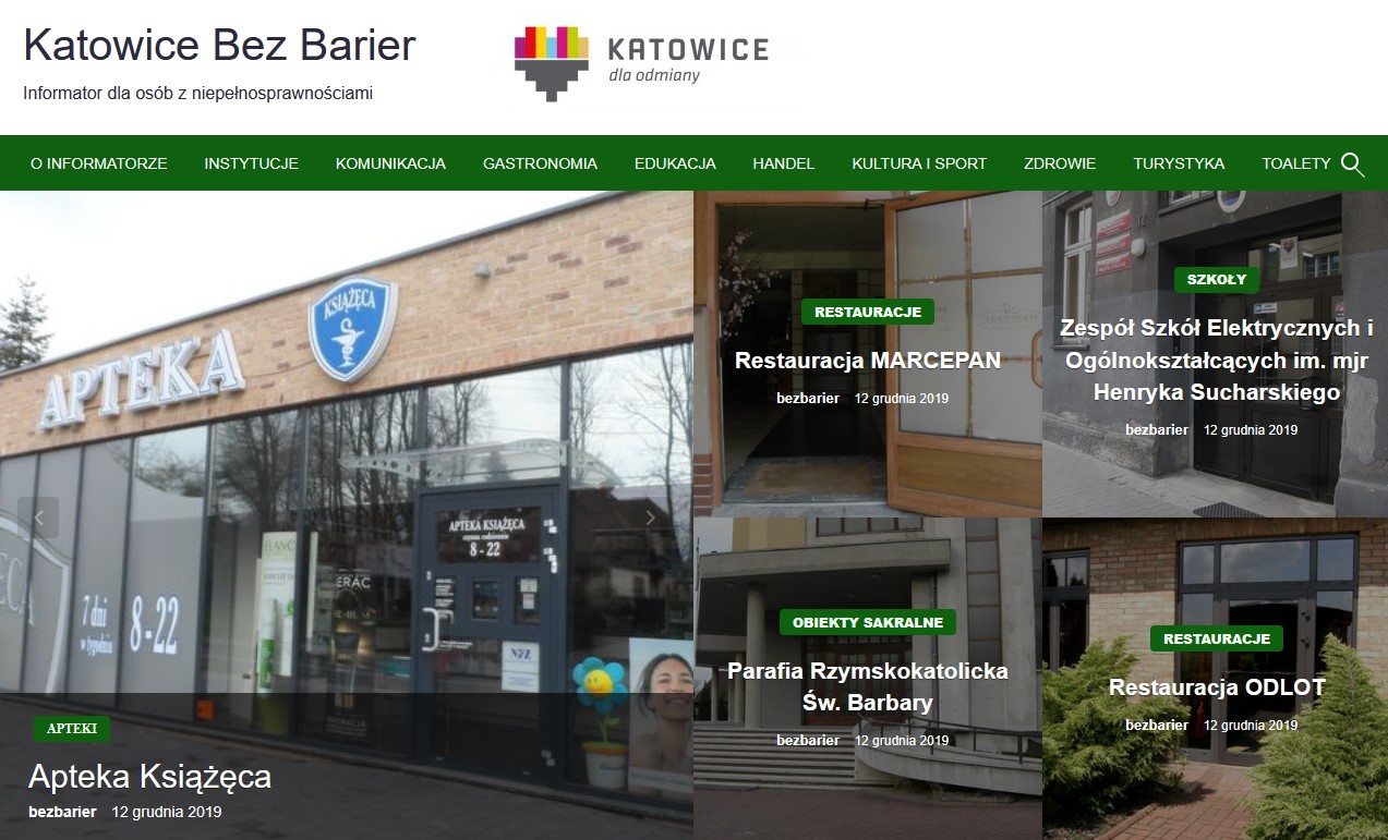 Screen strony głównej Katowice bez barier
