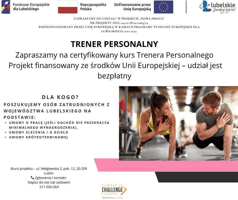 Plakat projektu - Szkolenie zawodowe trener personalny