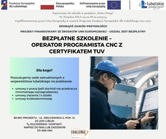 Miniatura Plakat projektu - Szkolenie zawodowe operator programista cnc z certyfikatem tuv