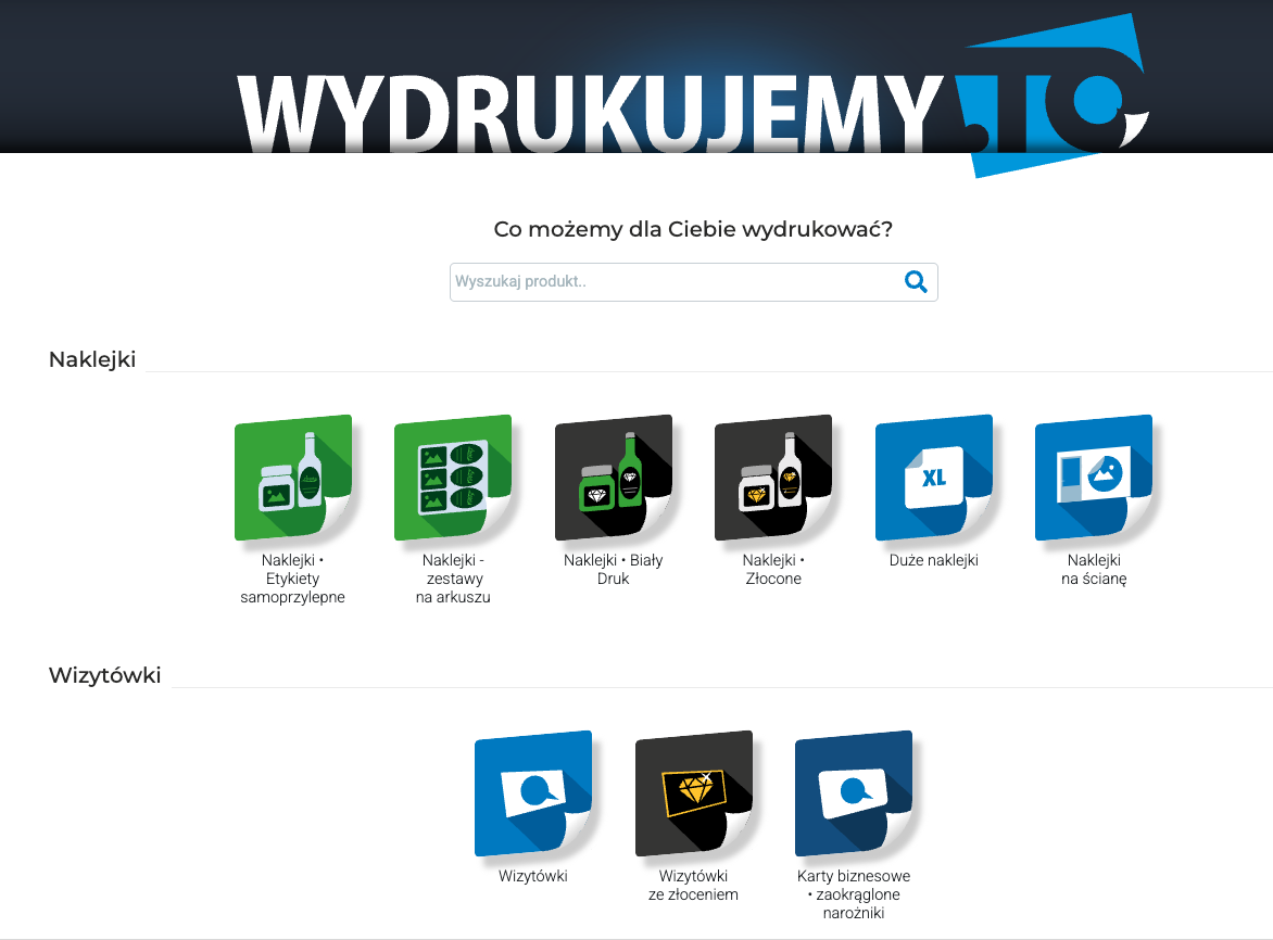 Widok strony głównej drukarni internetowej WYDRUKUJEM.TO