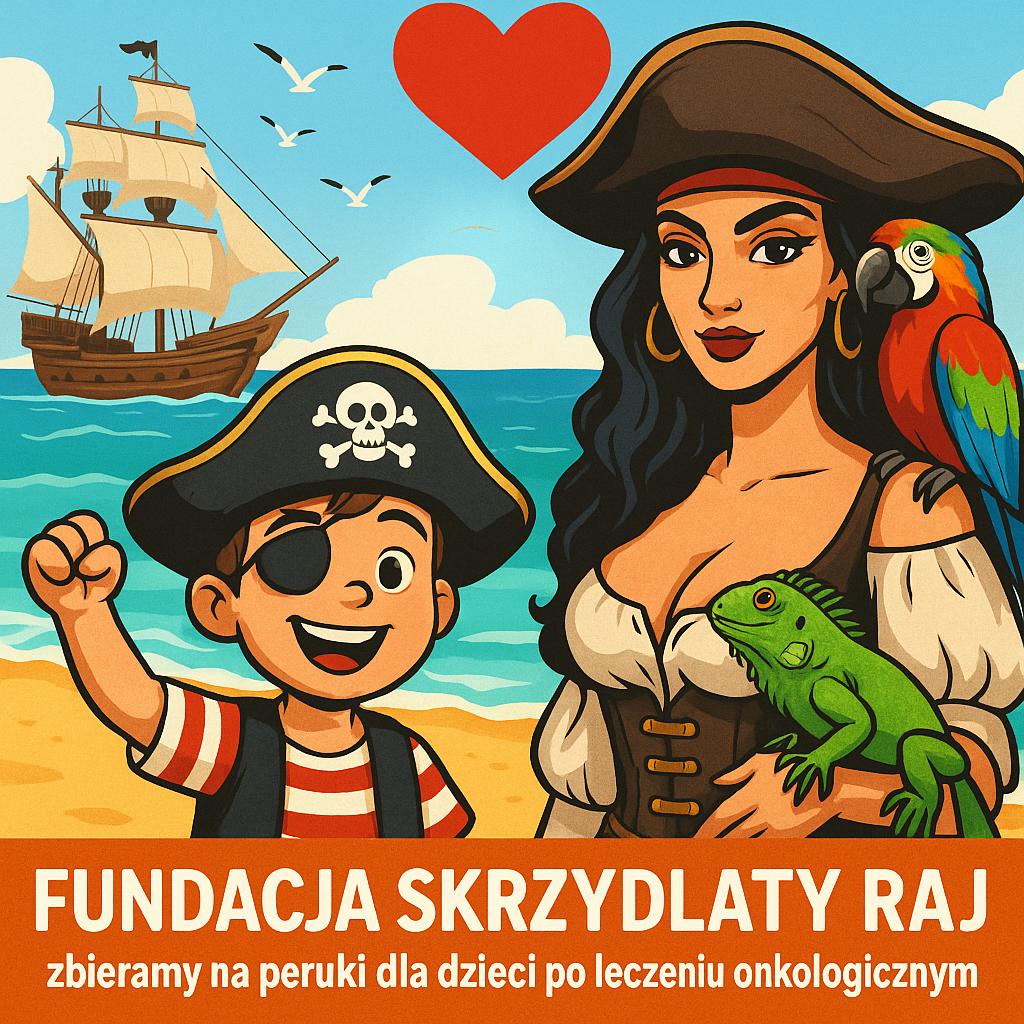 „Kosmyk dla Małego Pirata” to ogólnopolska akcja Fundacji Skrzydlaty Raj, w ramach której zbieramy włosy na peruki dla dzieci po leczeniu onkologicznym. Podczas wizyt naszej piracko-papuziej załogi w szpitalach widzimy, jak trudnym doświadczeniem dla małych pacjentów jest utrata włosów. Dlatego postanowiliśmy połączyć siły z fryzjerami, salonami piękności oraz wszystkimi osobami o wielkich sercach, które chcą podarować swój kosmyk włosów małym wojownikom. Do akcji może dołączyć każdy, kto spełni podstawowe kryteria dotyczące długości i stanu włosów. Zebrane włosy przekazujemy do wykonania peruk dla dzieci, a każda osoba, która odda swoje włosy, staje się częścią naszej pirackiej załogi dobra, otrzymując pirackie podziękowanie z prezencikiem. Razem sprawiamy, że na twarzach dzieci po ciężkim leczeniu znowu pojawia się uśmiech – a nowa fryzura dodaje im odwagi w powrocie do codzienności. papugoterapia, terapia z udziałem zwierząt, fundacja dla dzieci, pomoc dzieciom w szpitalach, onkologia dziecięca, Fundacja Skrzydlaty Raj, papugi, egzotyczne papugi, piraci w szpitalu, kampania Kosmyk dla Małego Pirata, peruki dla dzieci po chemioterapii, wizyty w szpitalach, zajęcia edukacyjne z papugami