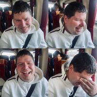 Miniatura cztery fotografie osoby w spektrum autyzmu pokazujące różne emocje