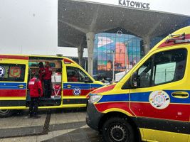 Miniatura Wolontariat medyczny, wolontariusze oraz uczestnicy, karetka