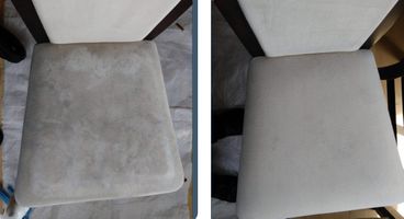 Miniatura Porównanie efektu prania kanapy metodą ekstrakcyjną. Lewa strona zdjęcia przedstawia mocno zabrudzoną tapicerkę z plamami, prawa strona ukazuje ten sam mebel po wyczyszczeniu - czysty, o żywym kolorze. Usługa realizowana mobilnie.