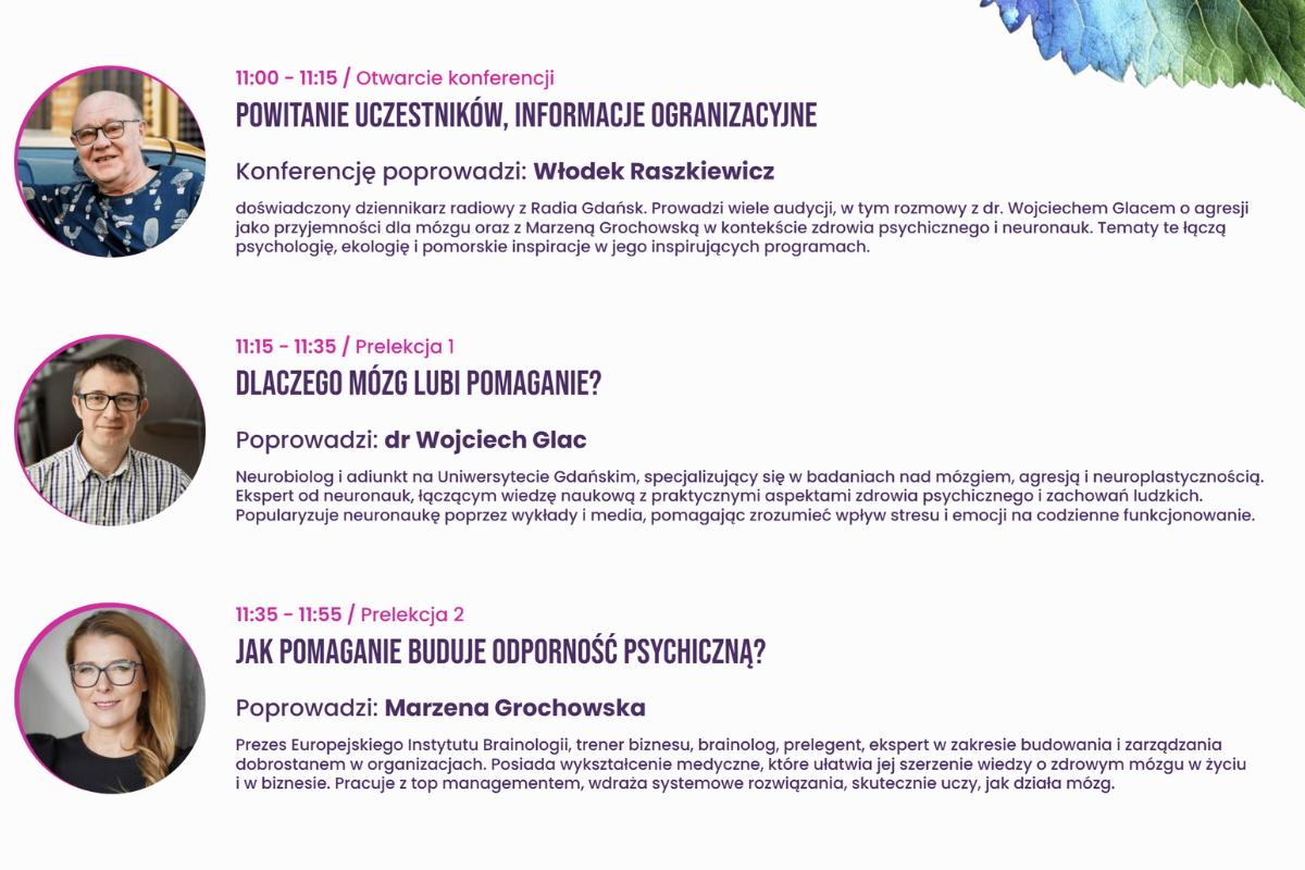 POZNAJ SZCZEGÓŁOWY HARMONOGRAM Konferencja: Brainology Day 2026 10 marca, Gdynia, WSAiB