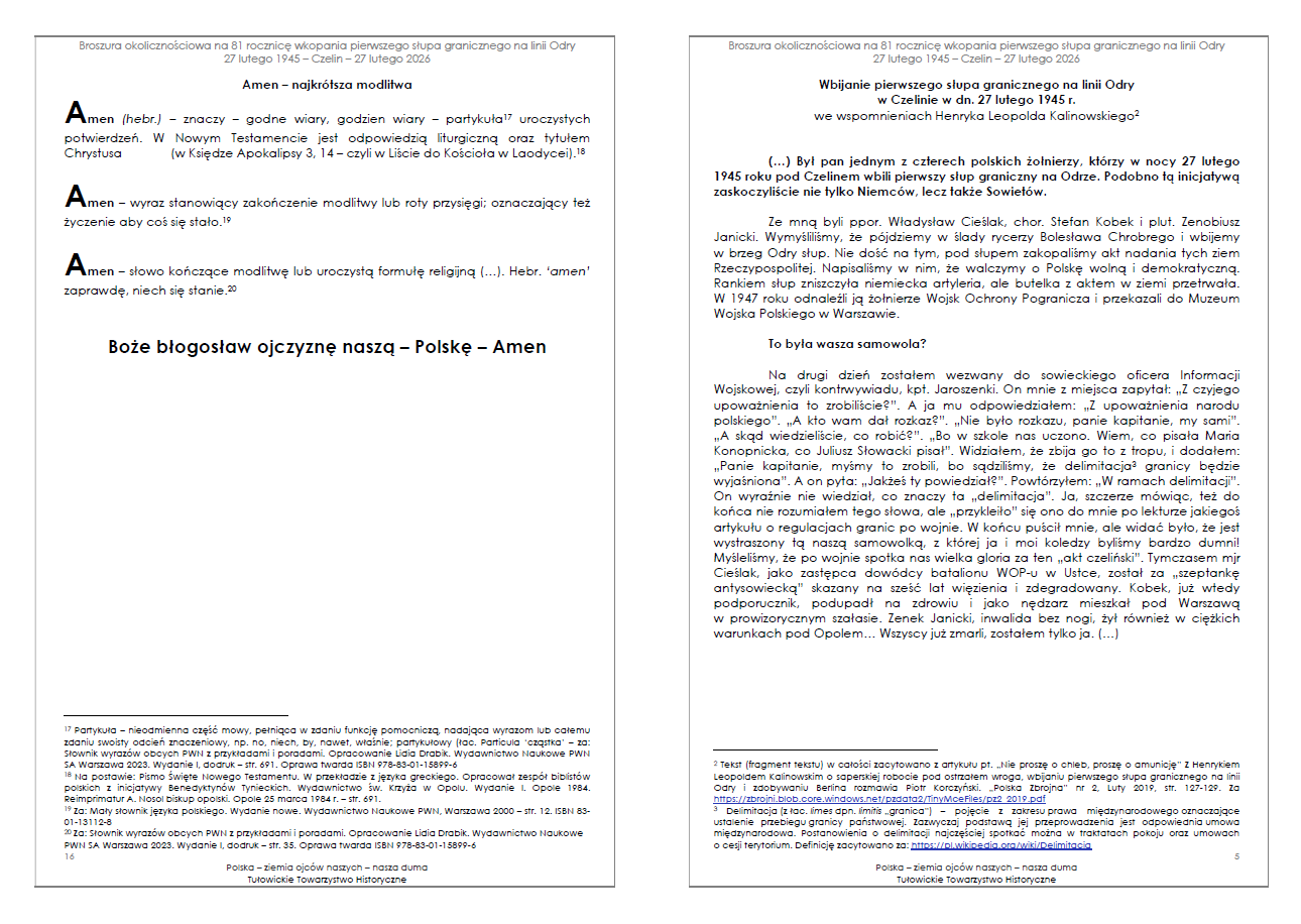 Część broszury okolicznościowej