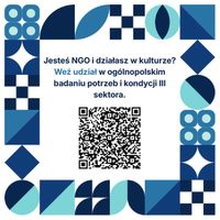 Miniatura Grafika wykonana w estetyce projektu. Centralnie umiejscowiony jest kod QR, kierujący do strony badania.
