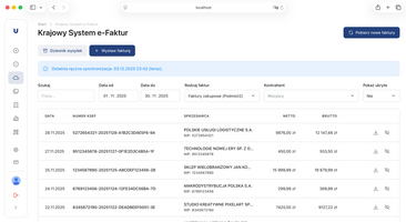 Miniatura Widok faktur pobranych z KSeF