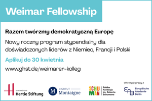 Miniatura Weimar Fellowship - razem twórzmy demokratyczną Europę! - z logotypami organizatorów