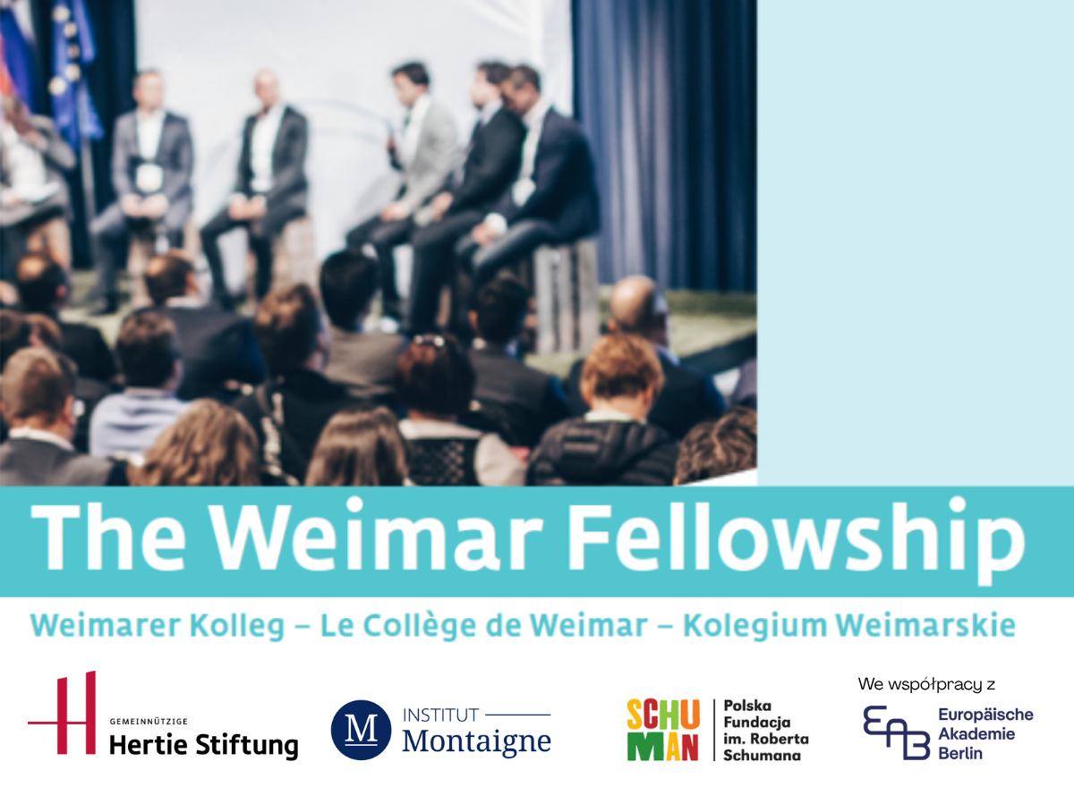 Weimar Followship - zdjęcie panelu debatowego z nazwą programu i logotypami organizatorów