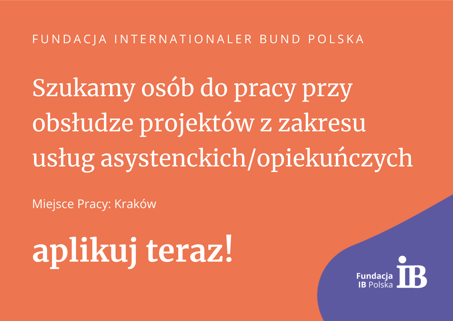 Szukamy osób do obsługi projektu/ów z zakresu usług asystenckich/opiekuńczych