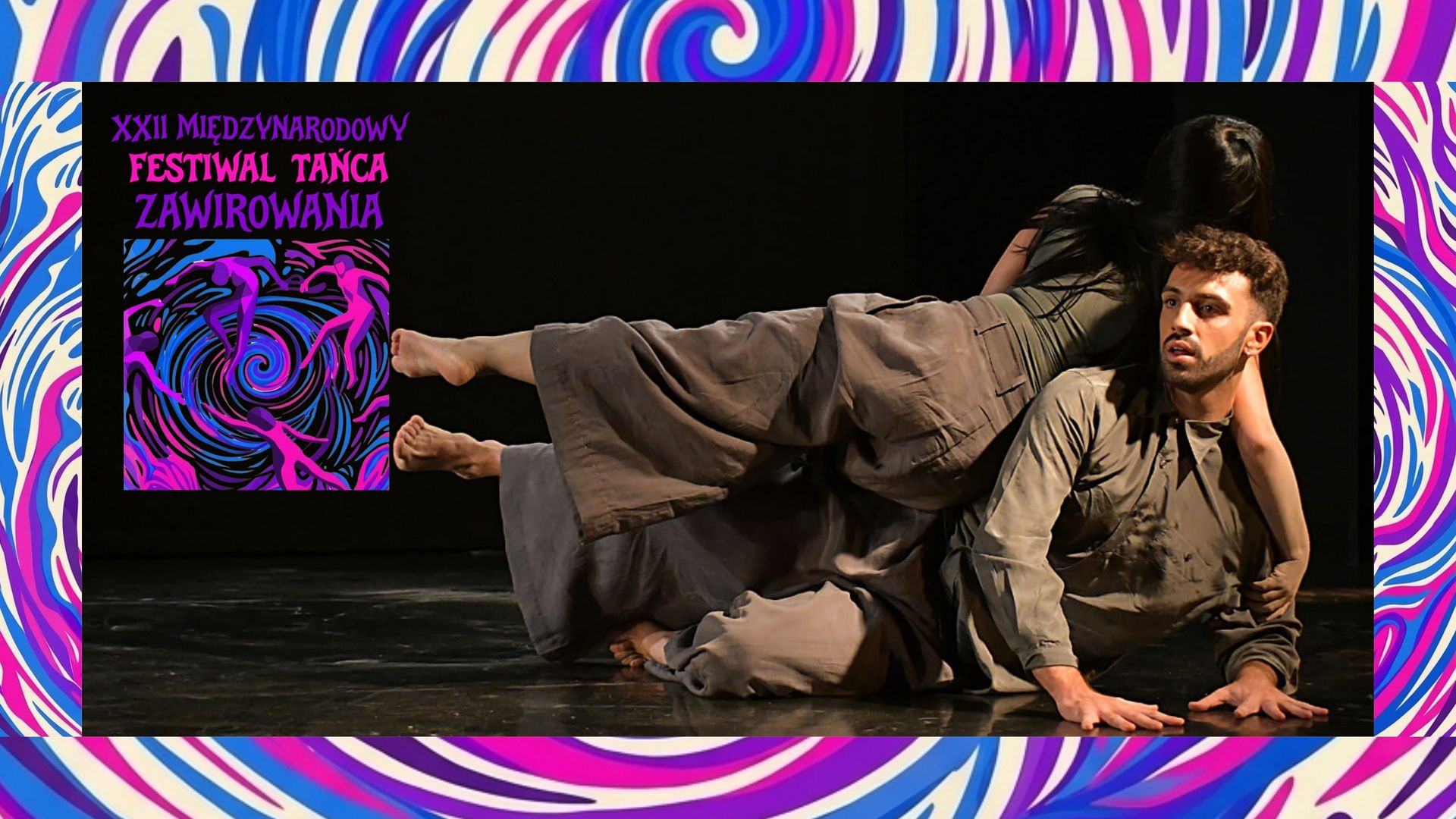 21 czerwca g. 18:00 Teatr Tańca Zawirowania, „Czekając na wiosnę”, chor. Elwira Piorun; Larumbe Danza, ,,Moving Ashes”, chor. Maruxa Salas, Erick Jimenez