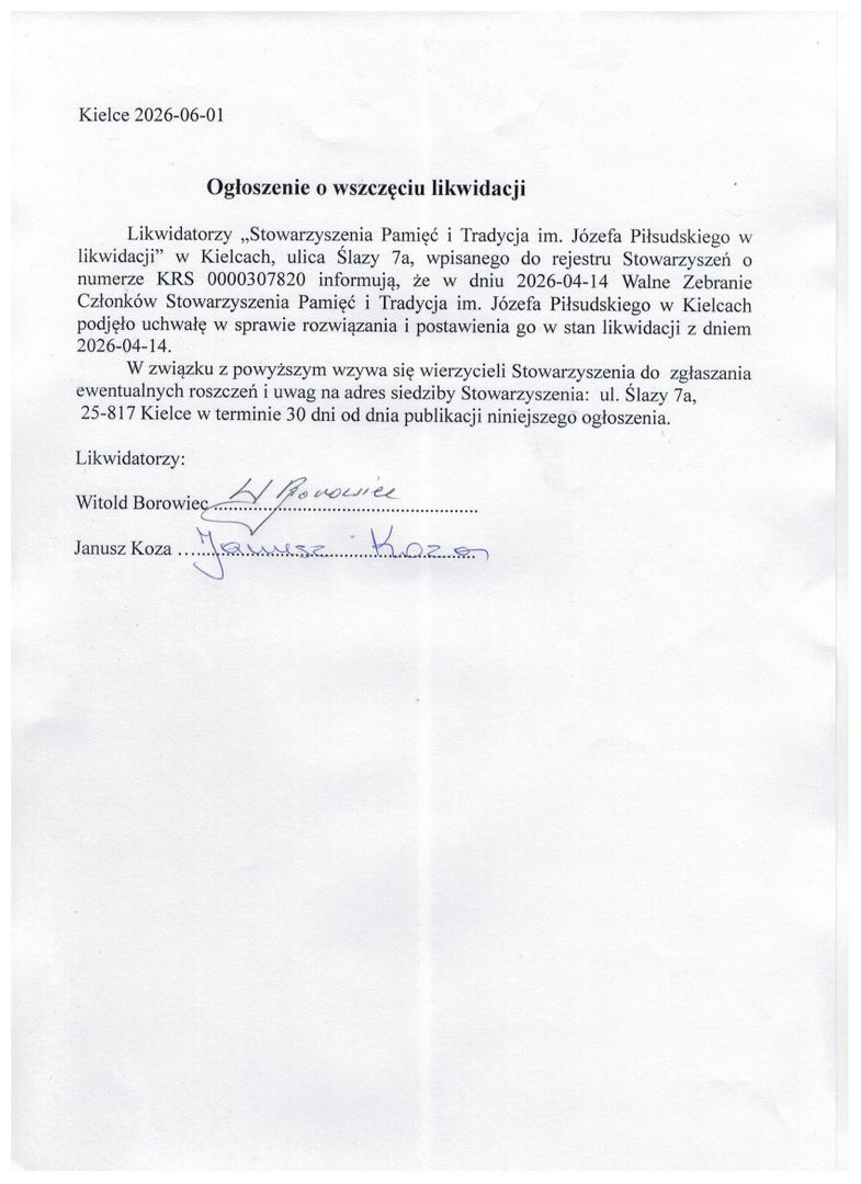 Scan dokumentu z podpisami 