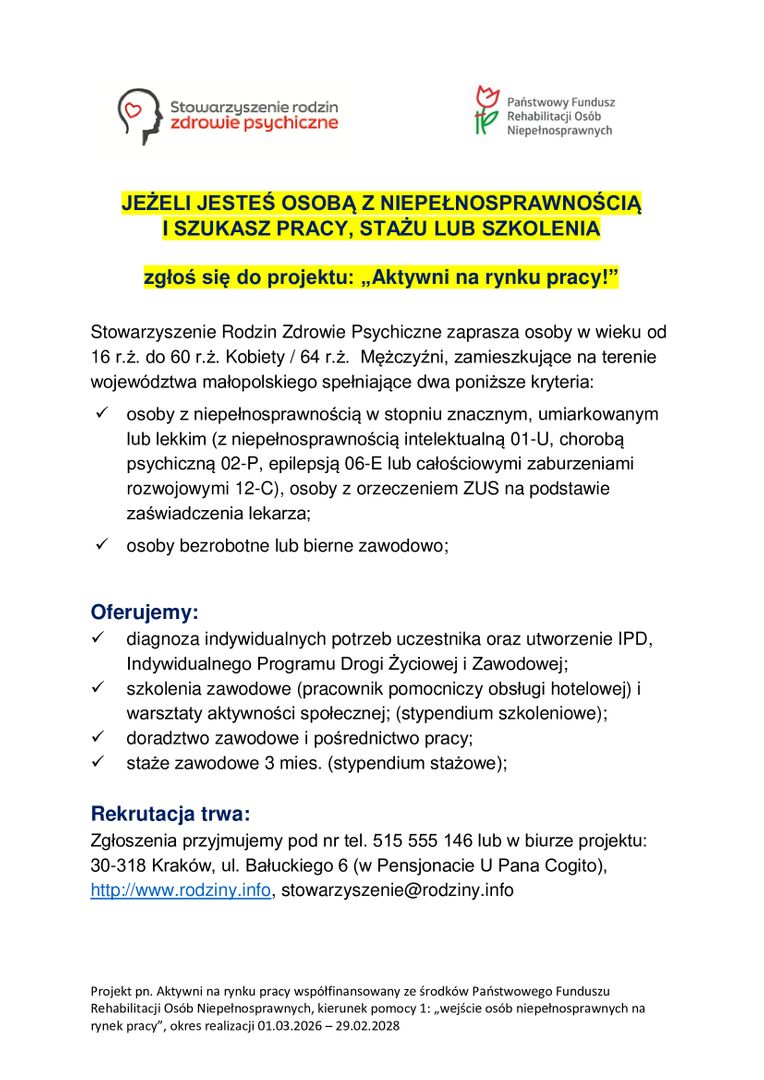 Plakat informujący o projekcie. Dane na nim zawarte są powielone w tekście poniżej.