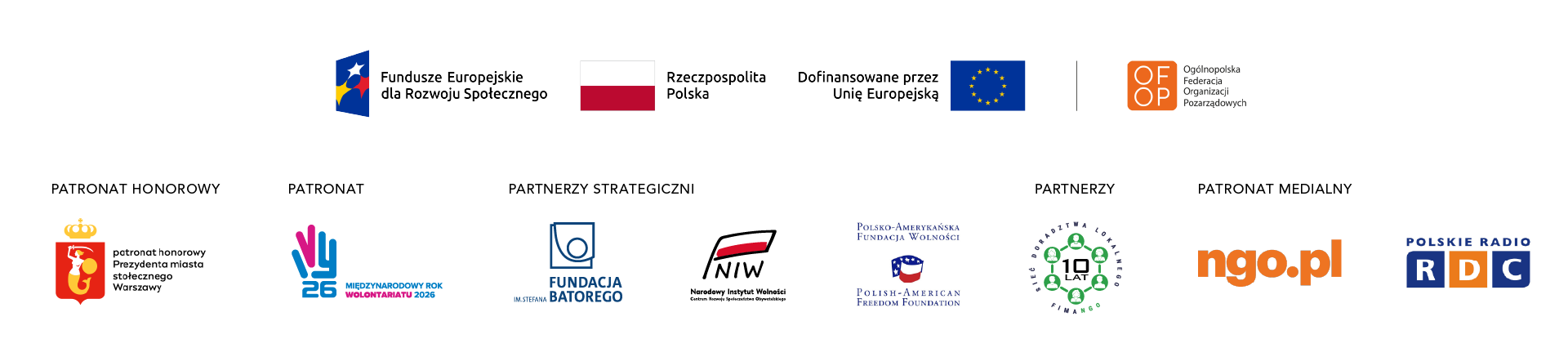 Loga sponsorów i partnerów X OFIP (kilkanaście, w dwóch wierszach).
