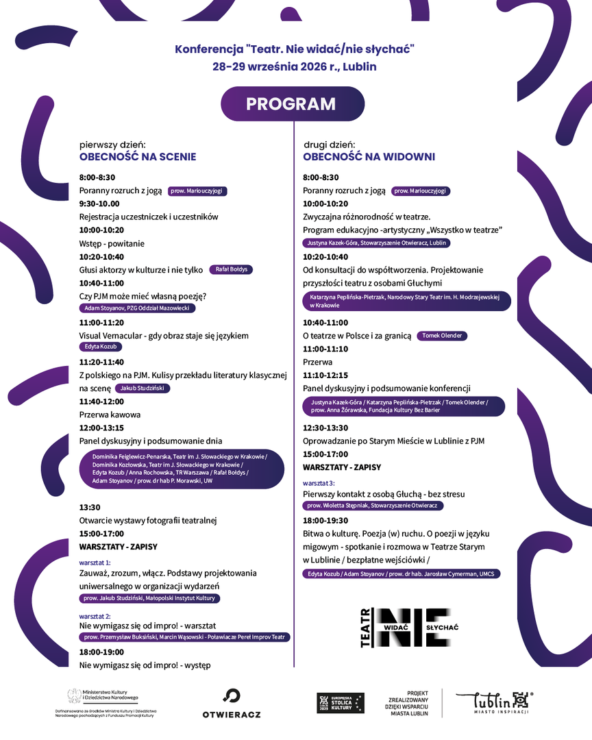 Program konferencji "Teatr. Nie widać/nie słychać" 
