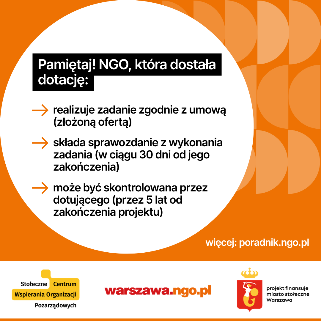 Infografika: Dotacje dla NGO. Jak są przyznawane w konkursach. Poniżej opis infografiki w formacie PDF dla osób niewidzących, niedowidzących. 