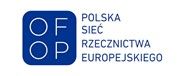 Logotyp Polskiej Sieć Rzecznictwa Europejskiego na białym tle. Ciemnoniebieski kwadrat o zaokrąglonych rogach, wewnątrz którego umieszczono cztery białe litery ułożone w dwóch wierszach: „O F” w górnym oraz „O P” w dolnym.  Napis (po prawej): Granatowy tekst w czterech wierszach pisany drukowanymi literami: „POLSKA SIEĆ RZECZNICTWA EUROPEJSKIEGO”.  Nuta informacyjna: Grafika przedstawia oficjalne logo inicjatywy łączącej markę OFOP (Ogólnopolskie Forum Inicjatyw Pozarządowych) z działaniami w ramach Polskiej Sieci Rzecznictwa Europejskiego.